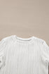 Textured Wavy Round Neck Long Sleeve Top